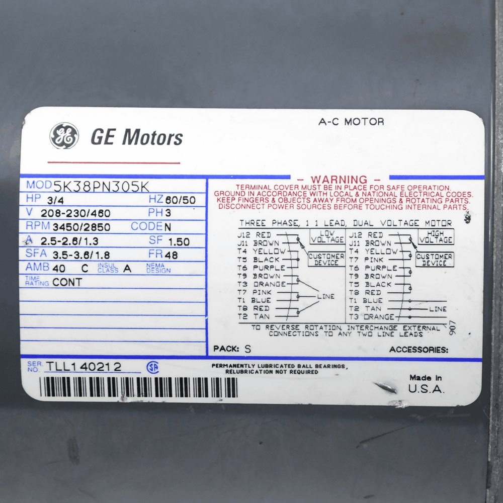 GE Electric Motor 5K38PN305K
